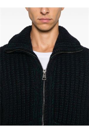 Cardigan chunky in misto lana merino blu navy ROBERTO COLLINA | RA48008NAVYVDE